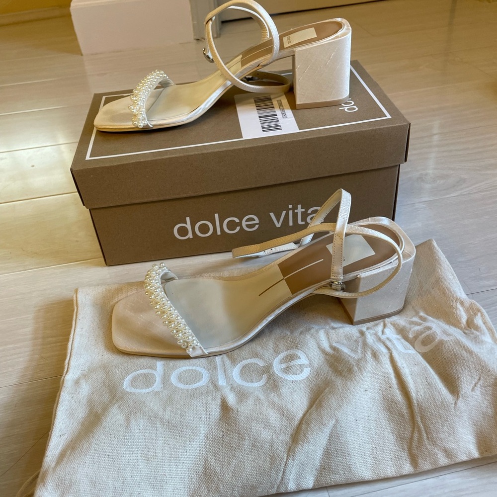 White Dolce Vita wedding heels